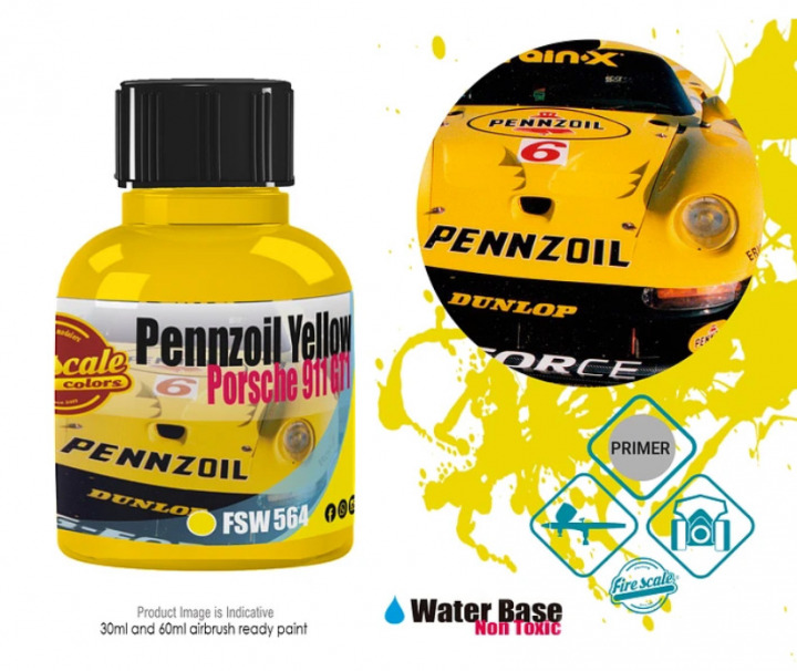 Boxart Porsche 911 GT1 Pennzoil Yellow  Fire Scale Colors