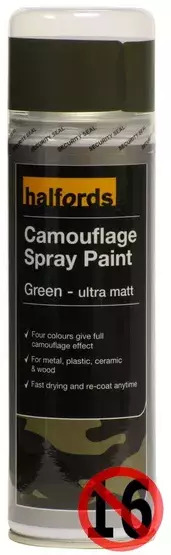 Boxart Camouflage Spray Paint - Green 252044 Halfords