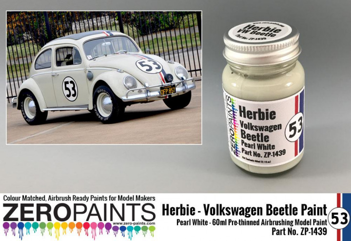 Boxart Herbie Volkswagen Beetle Pearl White ZP-1439 Zero Paints