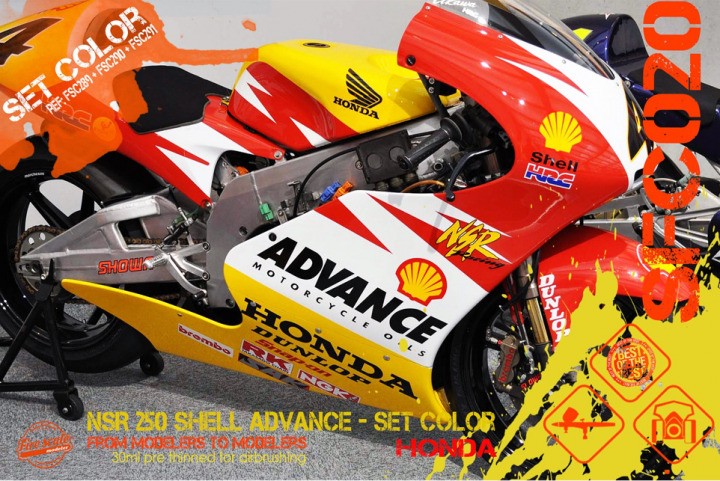 Boxart NSR 250 Shell Advance Honda - Set Colors  Fire Scale Colors